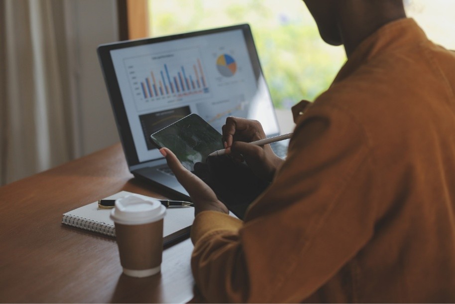 Person using tablet at home