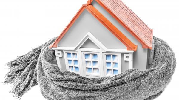 house wrapped in scarf